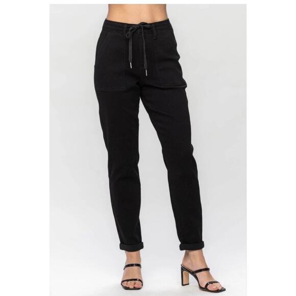 Judy Blue Denim - Judy Blue NWT Black High Rise Jogger Jeans Stretch Size 15/32 *88700